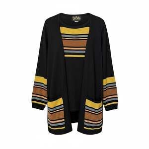 Bob Mackie Wearable Art 2-Piece Metallic Striped Knit Cardigan and Tank Set M